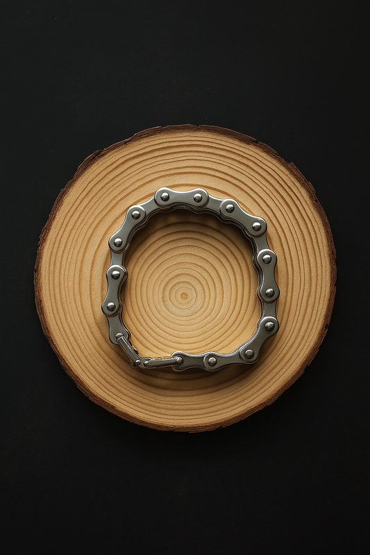 pulsera cadena moto cromada 21 cm
