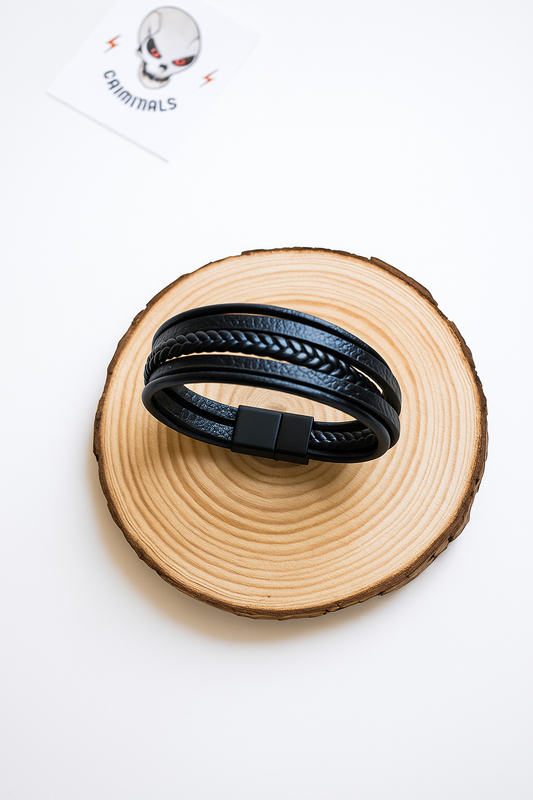 Pulsera cuero 5 en 1 con cierre 21 cm